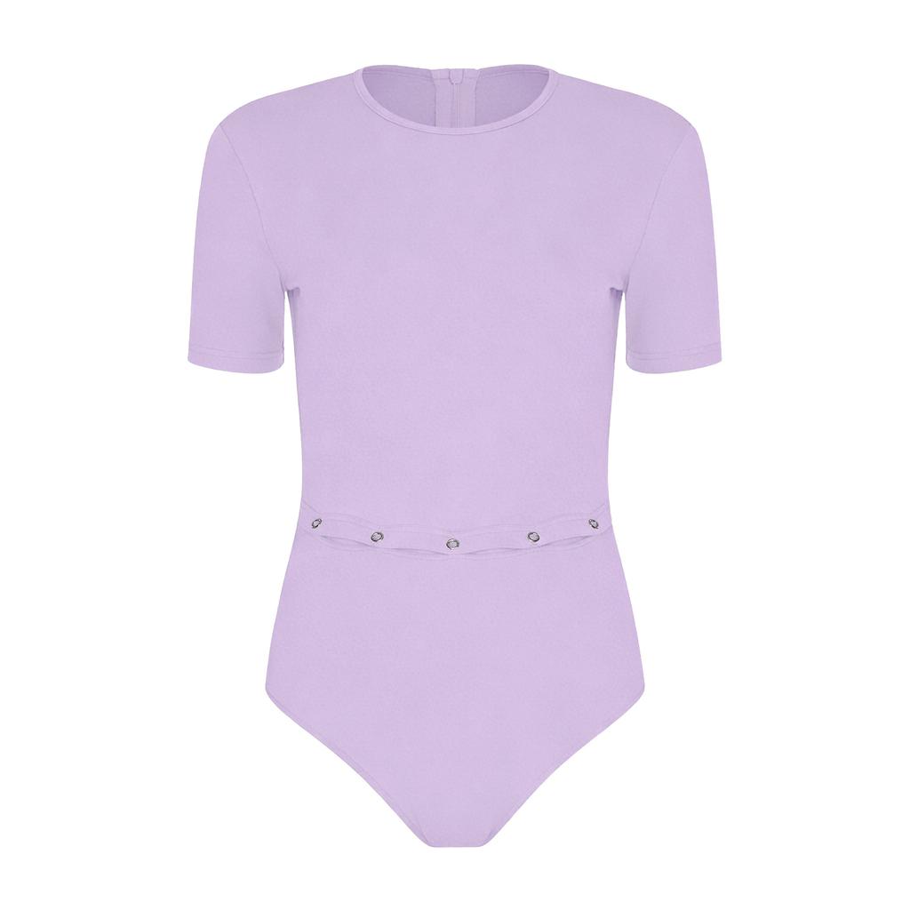 Damen Adaptiver Body Kurzarm Zugang für Ernährungssonde Druckknöpfe Bauchbereich Spezielle Bedürfnisse Jumpsuit