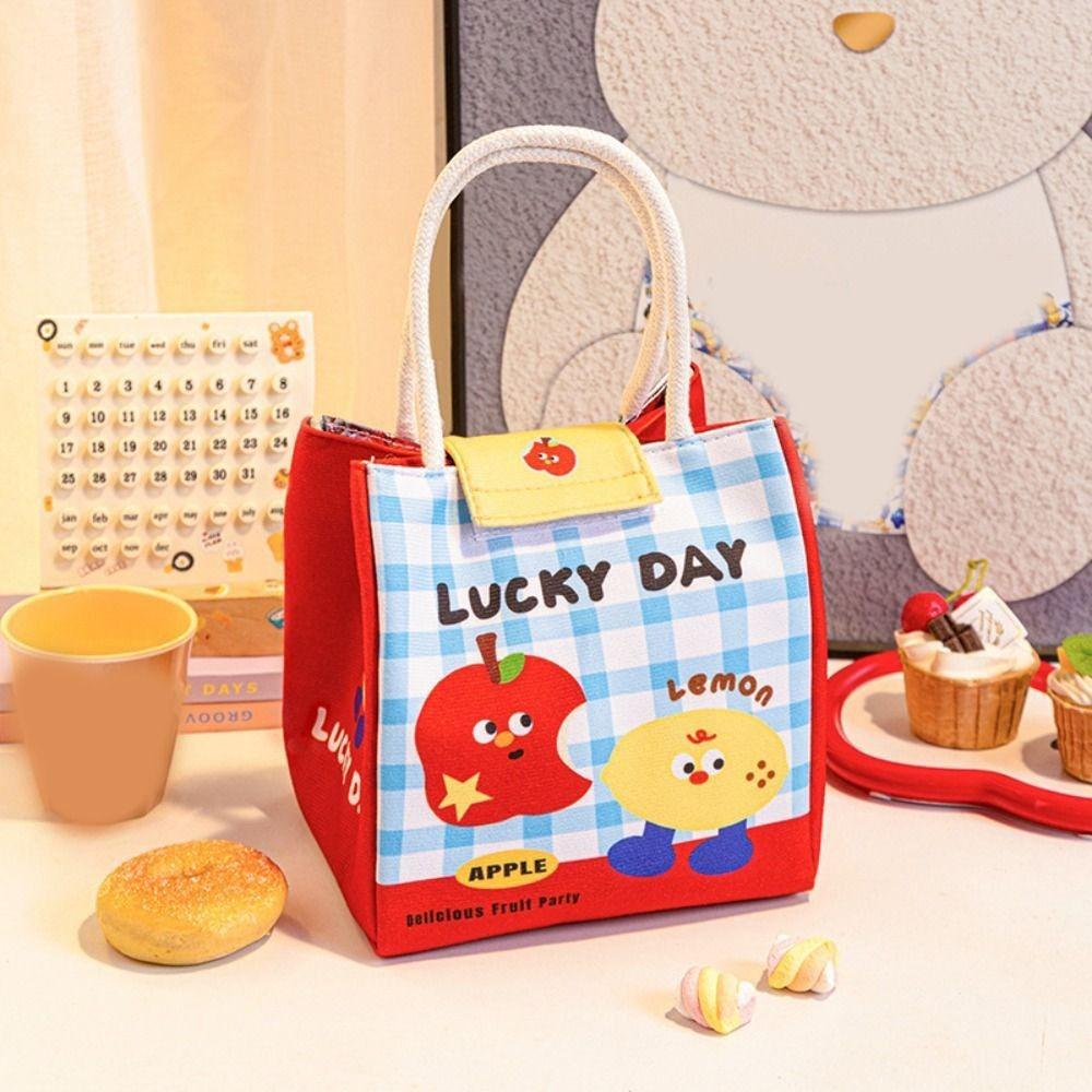Cute Large Capacity Insulation Lunch Bag Waterproof with Handle Tote Bags Cartoon Lunch Box Bag Student