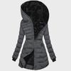 Damen Winterjacke mit Kapuze, langen Ärmeln und mittellanger Reißverschlussjacke aus Samt und Baumwolle