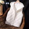 Women Autumn Winter Short Loose Hooded Sleeveless Jacket  Solid Outwear Female Waistcoat Ultra Light Down Vest