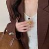 Maillard Tiger Eye Bead Round Pendant Necklace - Retro Casual Style Sweater Chain, Simple and Versatile.