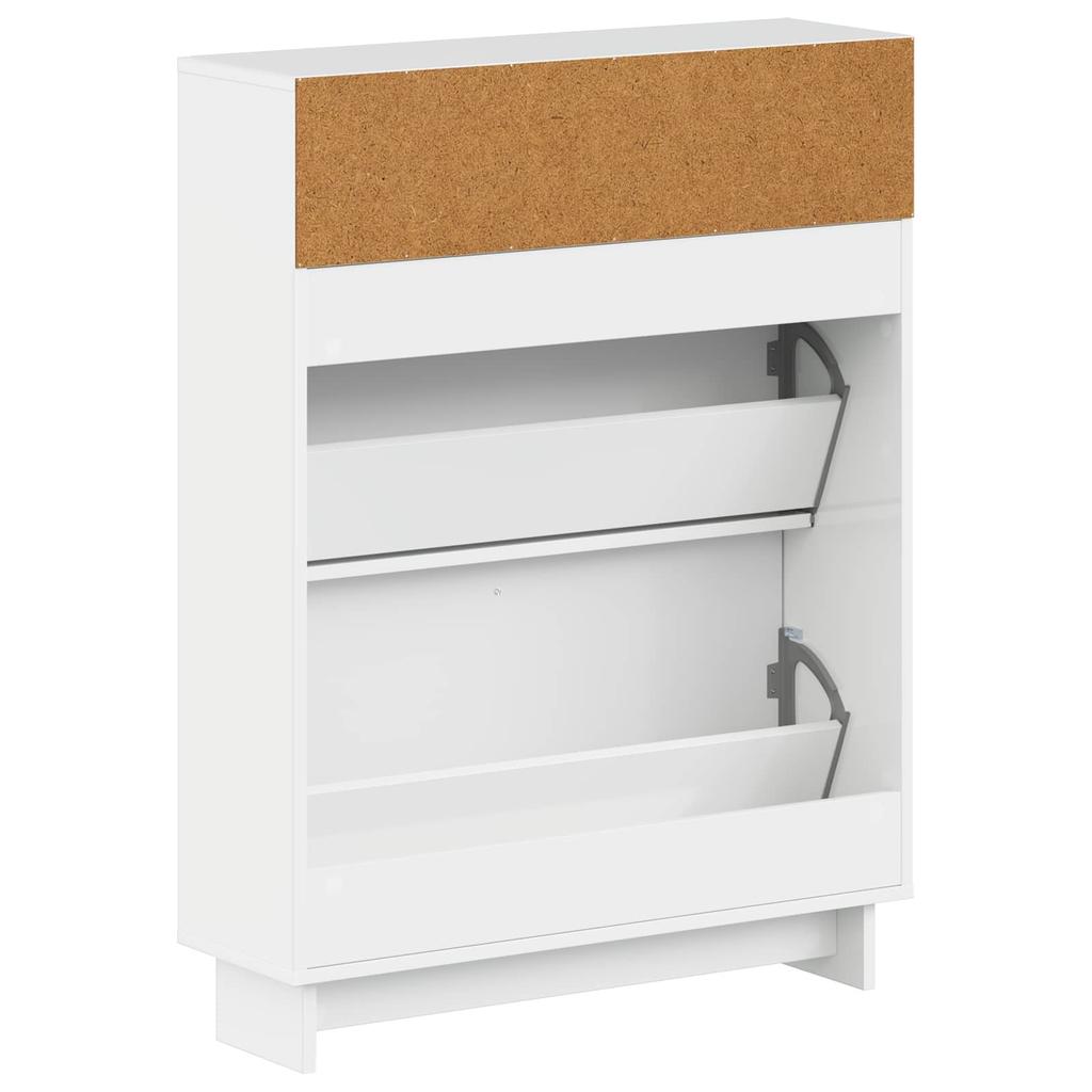 Shoe Cabinet EDE 78 X 24 X 103 Cm Engineered Wood High Gloss White