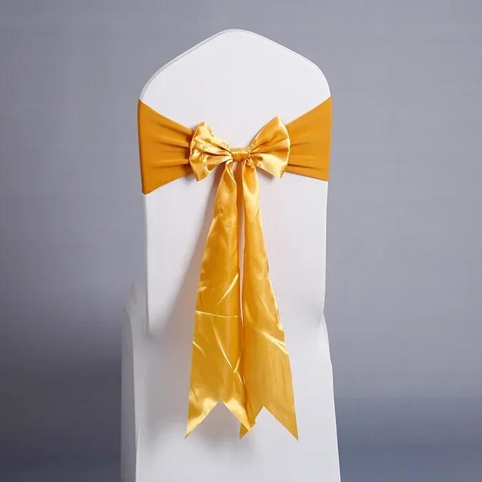 Wedding Decoration Satin Chair Sash Colour Design Bow Tie Birthday Party Festival Hotel Show Shiny Look Luxury Dining Room