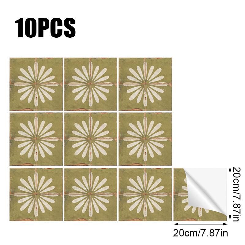 10PCS Peel and Stick Wall Decals for Home Decor Retro Floral Self-Adhesive Wall Sticker