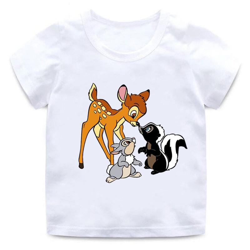 Deer Bambi Rabbit Thumper Cartoon Cute Babies Men Women Tee Adults Children Boy Gril Top Kid TShirt Parent Child Cotton Tshirt 100