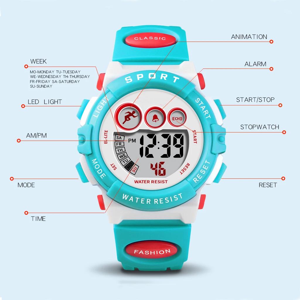 Waterproof Sport LED Digital Watches Electronic Watch for Kids Children Boys Girls Gifts