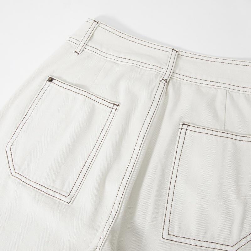 Off-White High-Waisted Wide-Leg Jeans - Spring Style, Slimming, Versatile, No Stretch