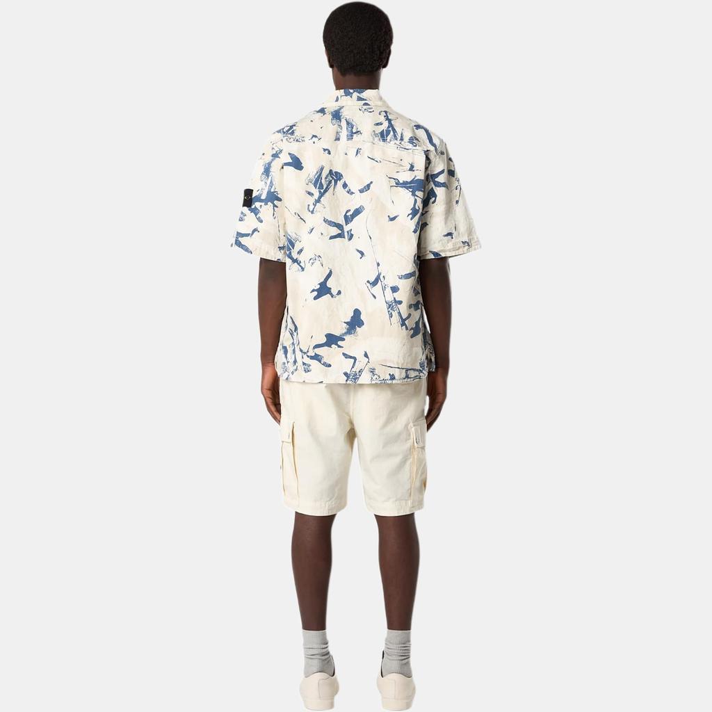 STONE ISLAND Camouflage Single-Breasted Short Sleeve Shirt Men Shirts Blue K1S1511000-12S00E1-V009A