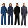 Dames Standkraag Lange Mouwen Werkkleding Overalls Ritssluiting aan de voorkant Grote Opgestikte Zakken Wijde Pijpen Rompers Jumpsuit