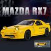 1/24 Mazda RX7 Initial D Racing Toy Car JDM Model 1:24 Diecast Meatl Vehicle Miniature Sound Light Collection Gift for Boy Kid