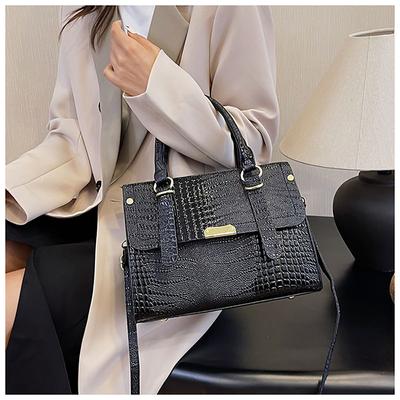 High-end Fashion Litchi Leather Tote Bag Design Sense Casual Large Capacity Solid Shoulder Bag Women's  Crossbody Square Bag