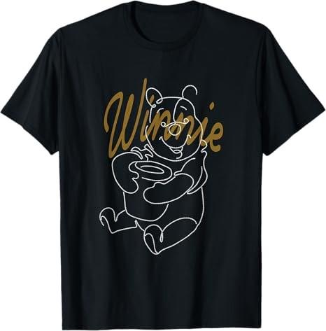 Winnie The Pooh Gold Line Art Minimal Classic TShirt Size S 4xl S
