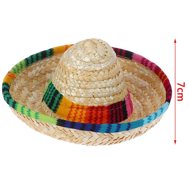 Mini Pet Dogs Straw Hat Sombrero Cat 