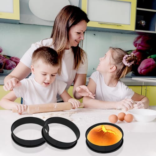 HyzaPhix 8cm Round Cake Molds, Set of 6, with Cooking Brush, Stainless Steel Oil Brush for Cooking, Muffins, Baking, Egg Rolls, Cookies, Desserts, Hea