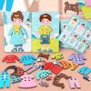 Children Wooden Threading Board Toys DIY Change Clothes Dress-Up Matching Educational Montessori Kids Girl Boy Game Gift