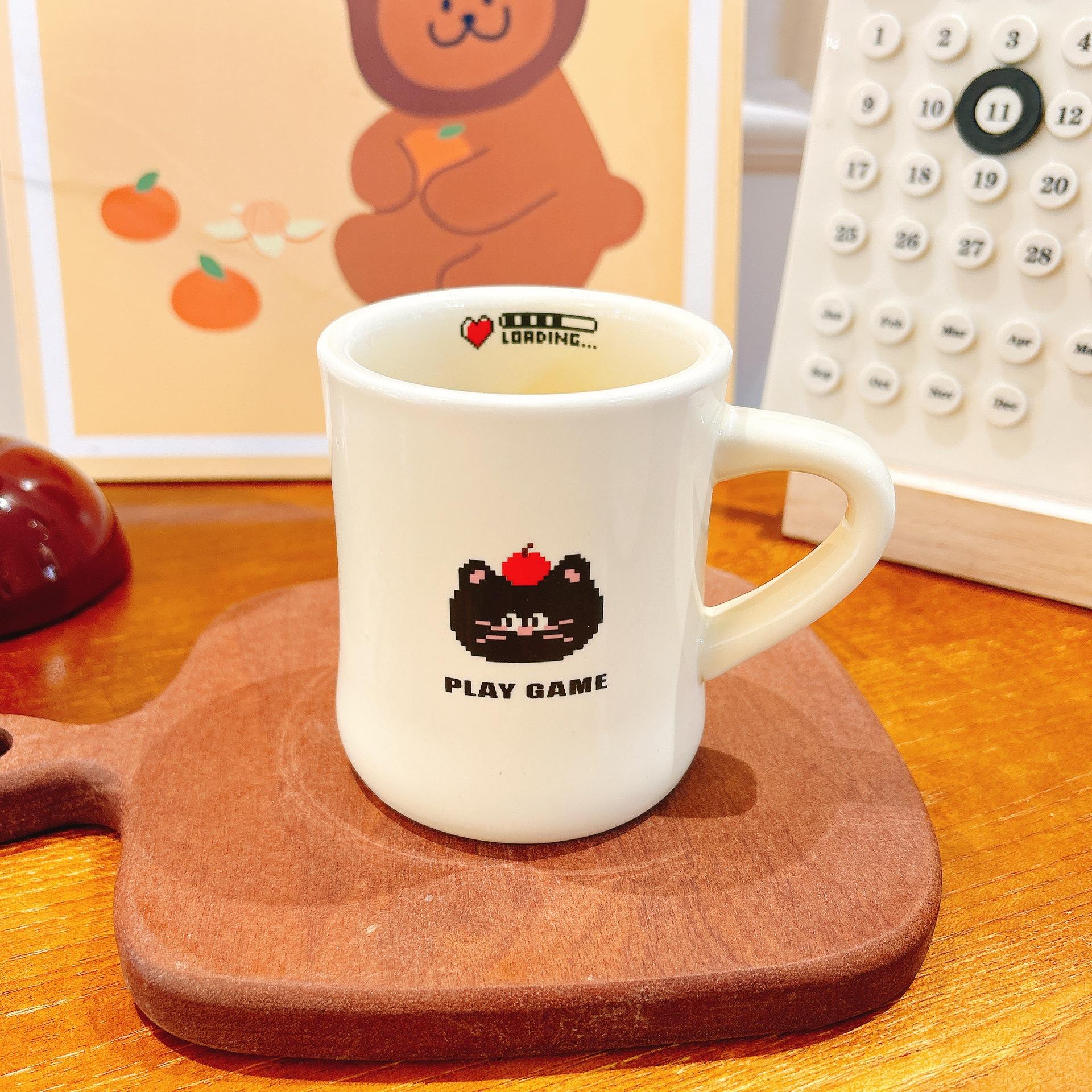 

Korean Puppy Kitten Pixel Style Cute Ceramic Cup Household Mug Water Cup High value Gift 360ml