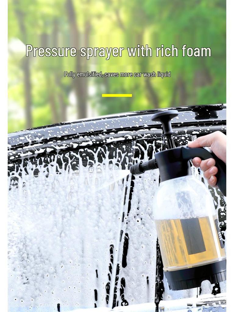 2L Manual Air Pressure Foam Sprayer for Car Wash, Acid & Alkali Resistant, Ideal for Garden and Household Use.
