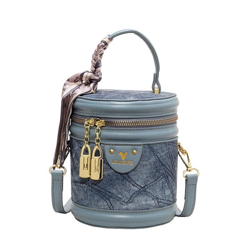 Direct Batch Cylinder Retro Portable Small Bag Women's New Autumn and Winter Fashion Casual Bucket Bag Messenger Sheet