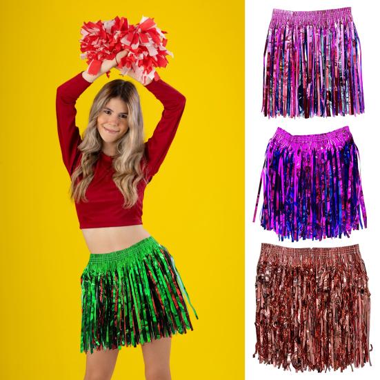 Adult Skirt Rain Fringe Tassel Party Skirt Bright Color Adjustable Curtain Mini Skirt Festival-ready Performance Skirt