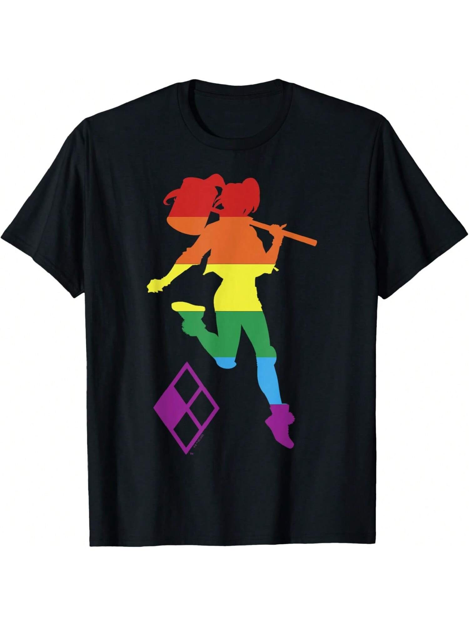 DC Comicss Pride Justice League Harley Quinns Rainbow Stripe T-Shirt S разноцветный