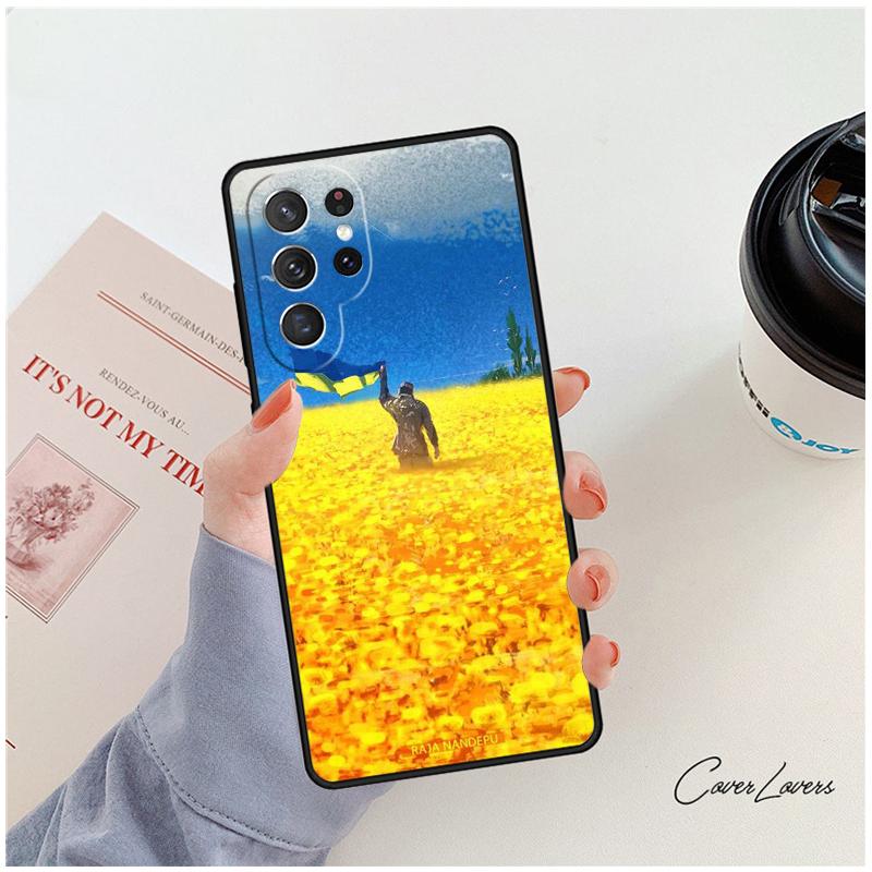 Ukraine Flag Art Work Phone Case For Samsung Galaxy S24 S25 S23 S22 Ultra Note 10 20 Plus S20 S21 FE Cover