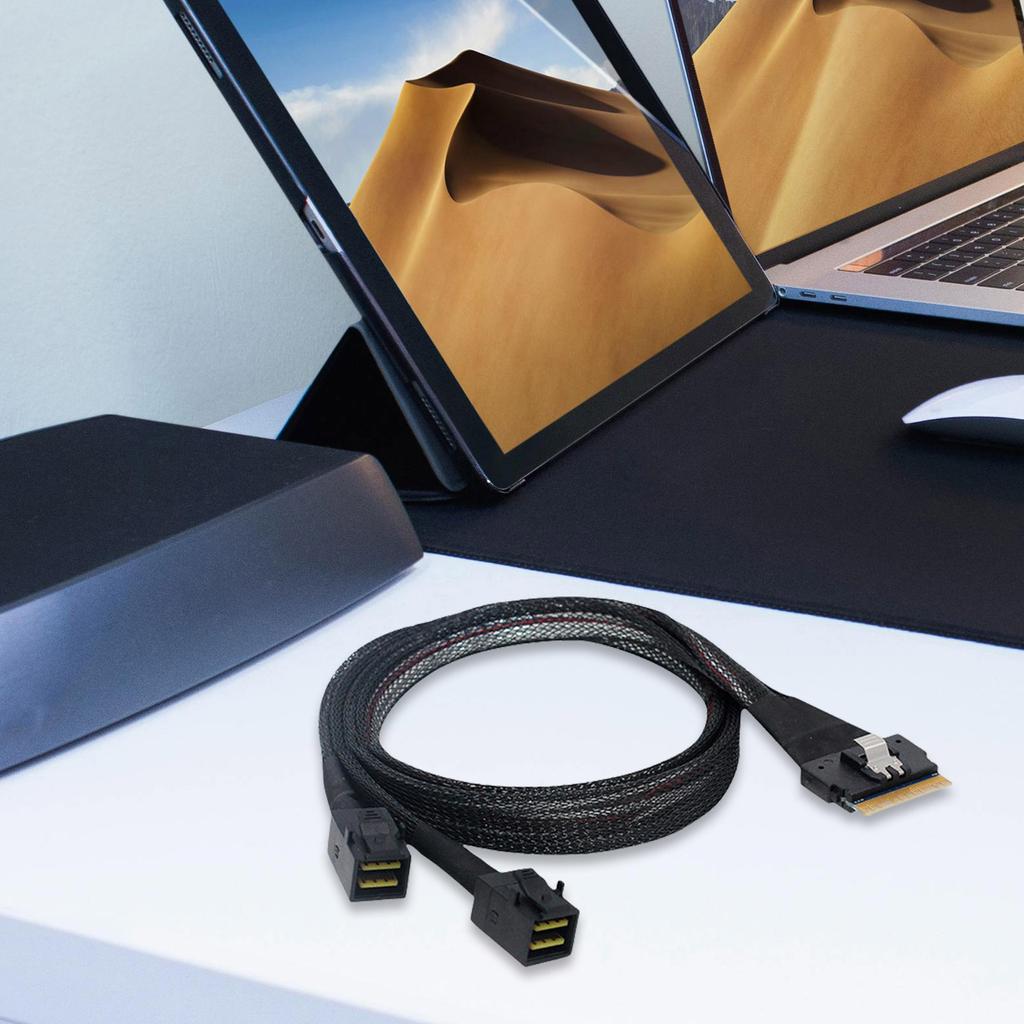 SFF-8654 8i to Dual SFF-8643 Data Cable Support SLIM SAS4.0 Fast Speed for Server Storage Connection