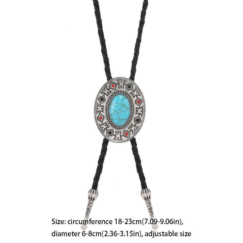 Ethnic Style Western Cowboy Style Necklace Long Leather Rope Necklace Retro Punk Necktie  Girls