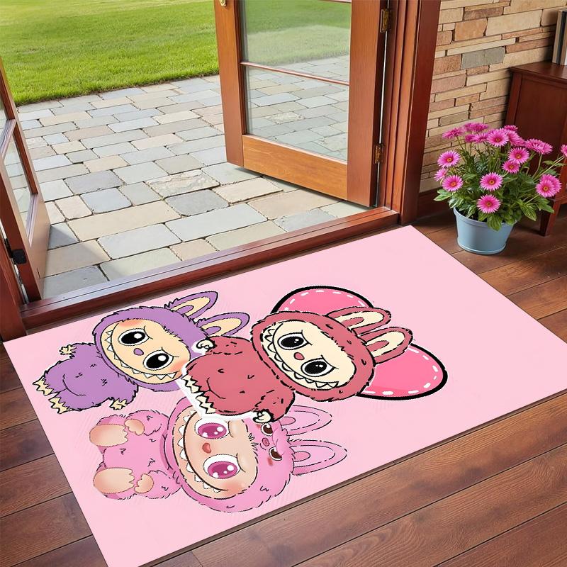 Anti‑Slip Crystal Velvet Floor Rug, Labubu Design Carpet for Indoor Living Bedroom Home Decoration