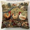 Farmyard Charm: 2D Flat-Printed Pillow with Stylish Chickens and Scenic Design Sofa cushion cover, home decoration, 2D printing