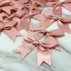 (20pcs) 25mm Fresh Pink Ribbon Small Packaging Bow Polyester Satin Bow Flower Handmade Tie Hair Accessories Fashion Accessory