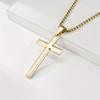 1PC Stainless Steel Minimalism Christian Prayer Necklace for Boys Girls Jesus Cross Necklace for Men Women Spiritual Jewelry