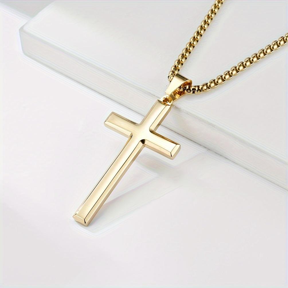 1PC Stainless Steel Minimalism Christian Prayer Necklace for Boys Girls Jesus Cross Necklace for Men Women Spiritual Jewelry