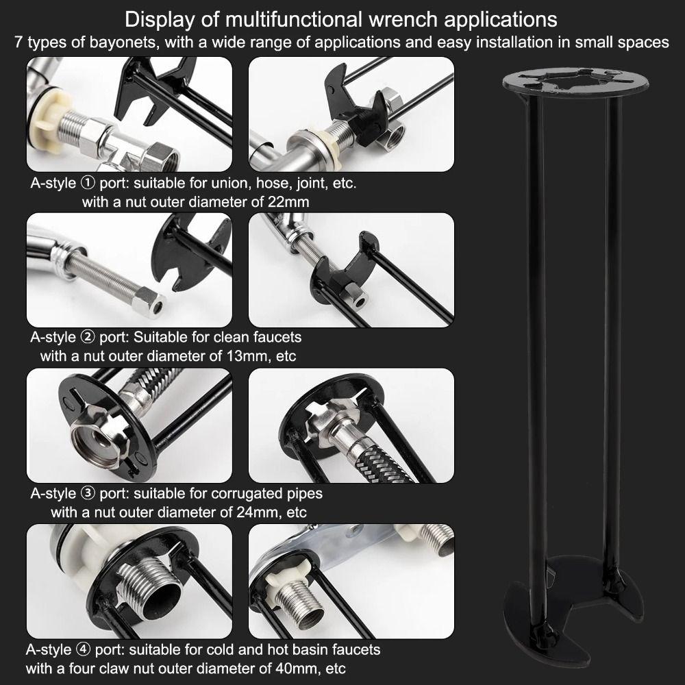 1Pcs Four-claw Hexagon Sink Wrench Flume Faucet Key Plumbing Tool Durable Pipe Repair