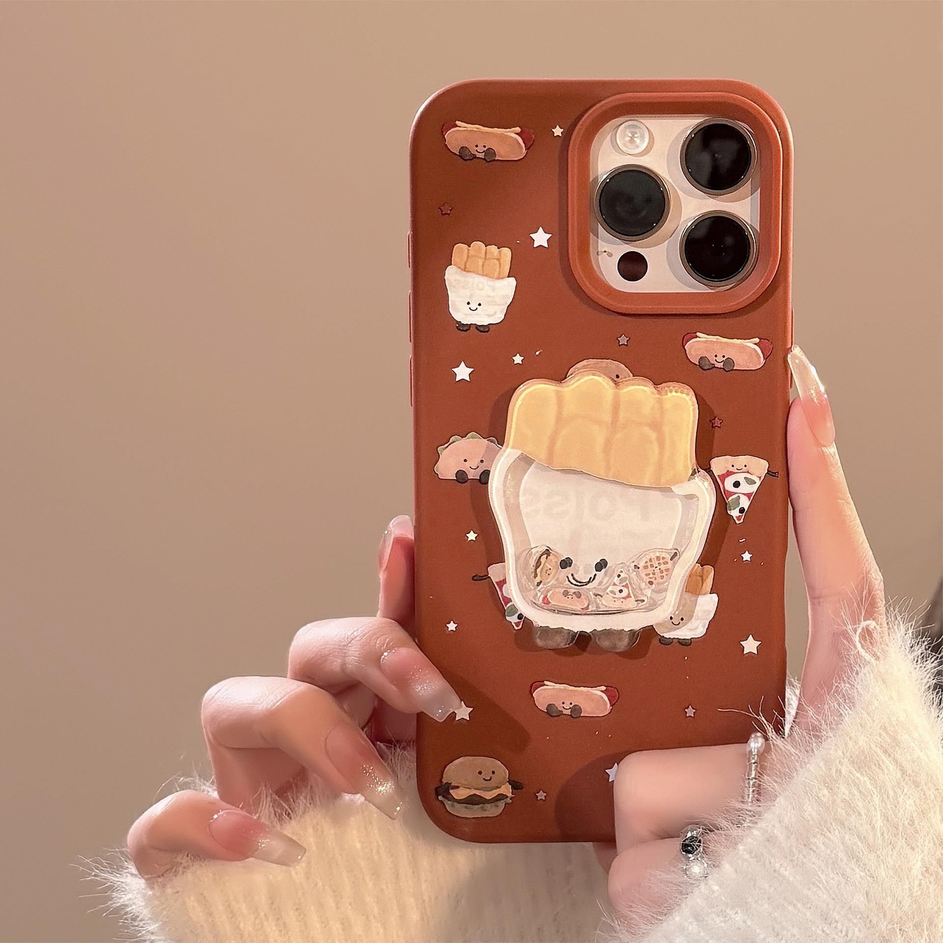 

Веселый картофель фри шейк Веселый чехол для телефона iPhone16 Apple 17promax Силиконовый 14 Совместимый 13 3D Мультяшный 17promax