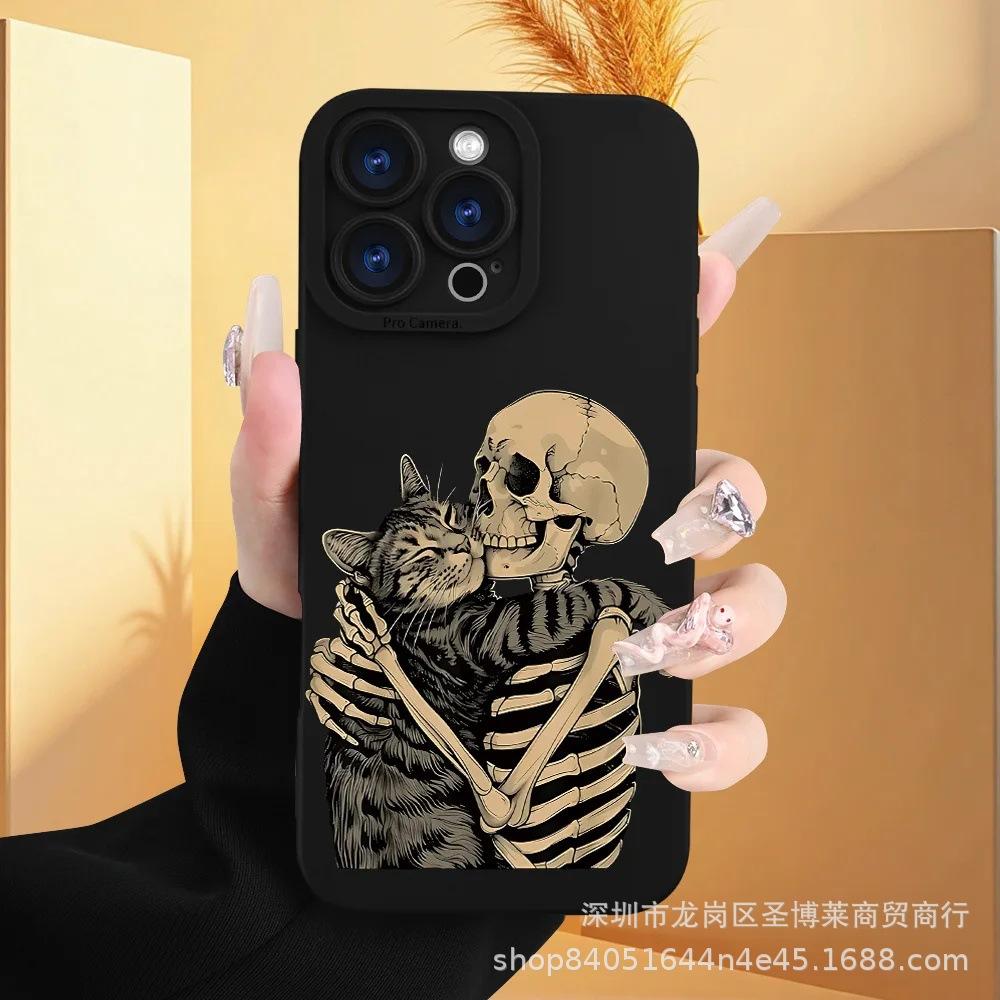 Skull cat for apple 15 mobile phone case iphone12promax case 14/13/11/XSMAX pupil eye 16 iPhone 7
