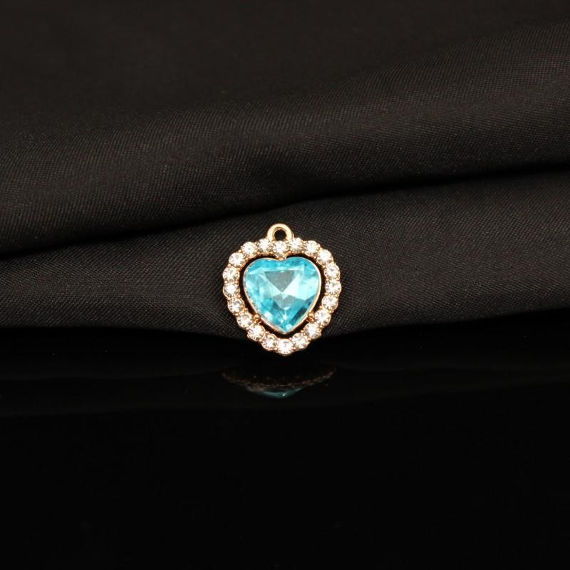 Alloy Diamond Belt Hanging Heart Pendant Color Transparent Necklace Bracelet Accessories Pendant Peach Heart Love Pendant