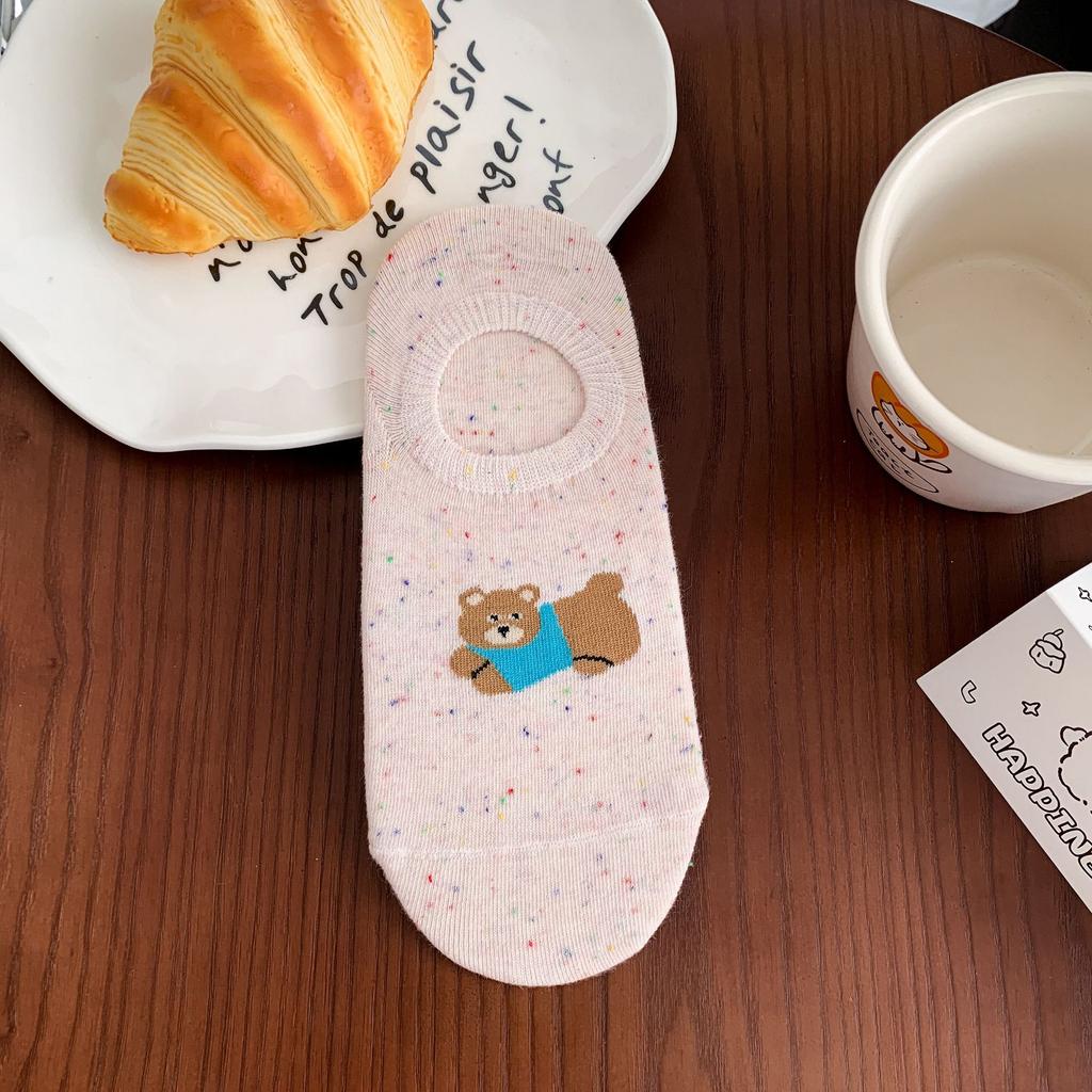 Cute Socks, Boat Socks, Summer Thin Idea Yarn, Cartoon Korean Boneless Silicone, Non-Slip Shallow Mouth Invisible Socks