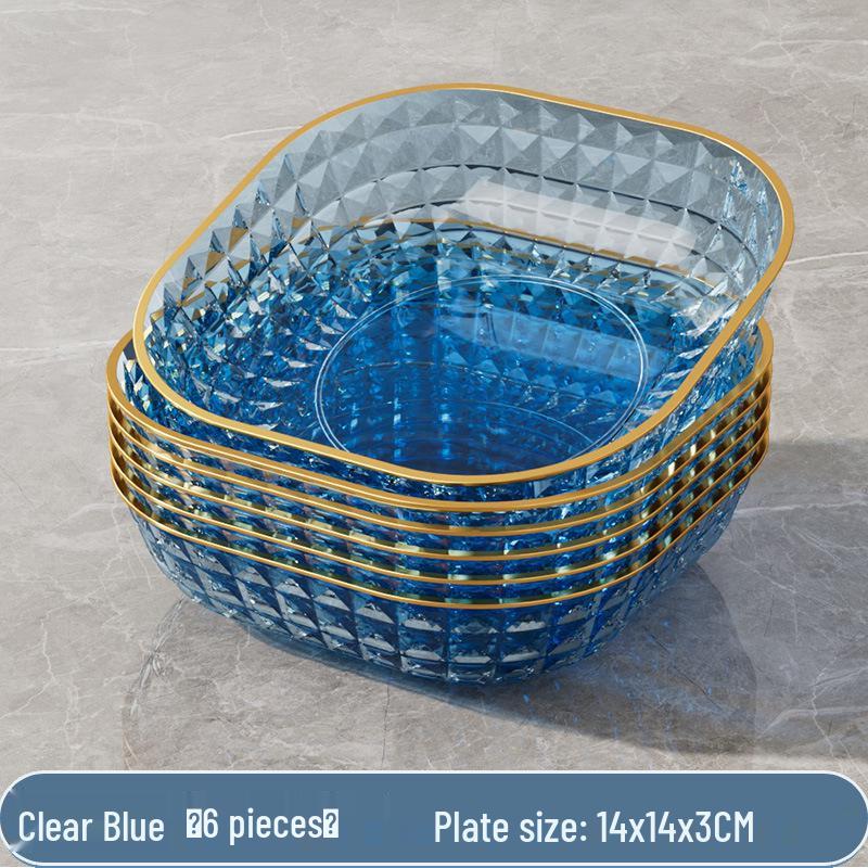 Transparent Gold Rim Fish Bone Dish Holder Set, Easy To Clean, Multipurpose for Living Room
