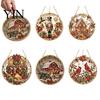 Durable Christmas Tree Decor Rhinestone Painting Suncatcher Kit, Round DIY Hanging Festive Decorations for Holidays Home, Craft Pendant Holiday Party