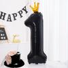 40-tommers Svart Tallballong Svart Krone Tall Folieballonger For 1-årsdag Babyshower Jubileum Bryllupsdekorasjon