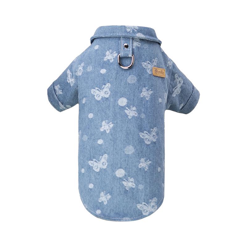 Pet Seasonal Trendy Denim Shirt for Small to Medium Dogs and Puppies
