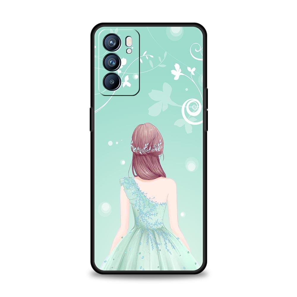 Fashion Pretty Girl Evening Dress Case For Oppo Reno14 Reno13 Reno12 11 F 10 Find X5 X9 Pro A54 5G A53 A9 A78 4G A80 A98 Cover