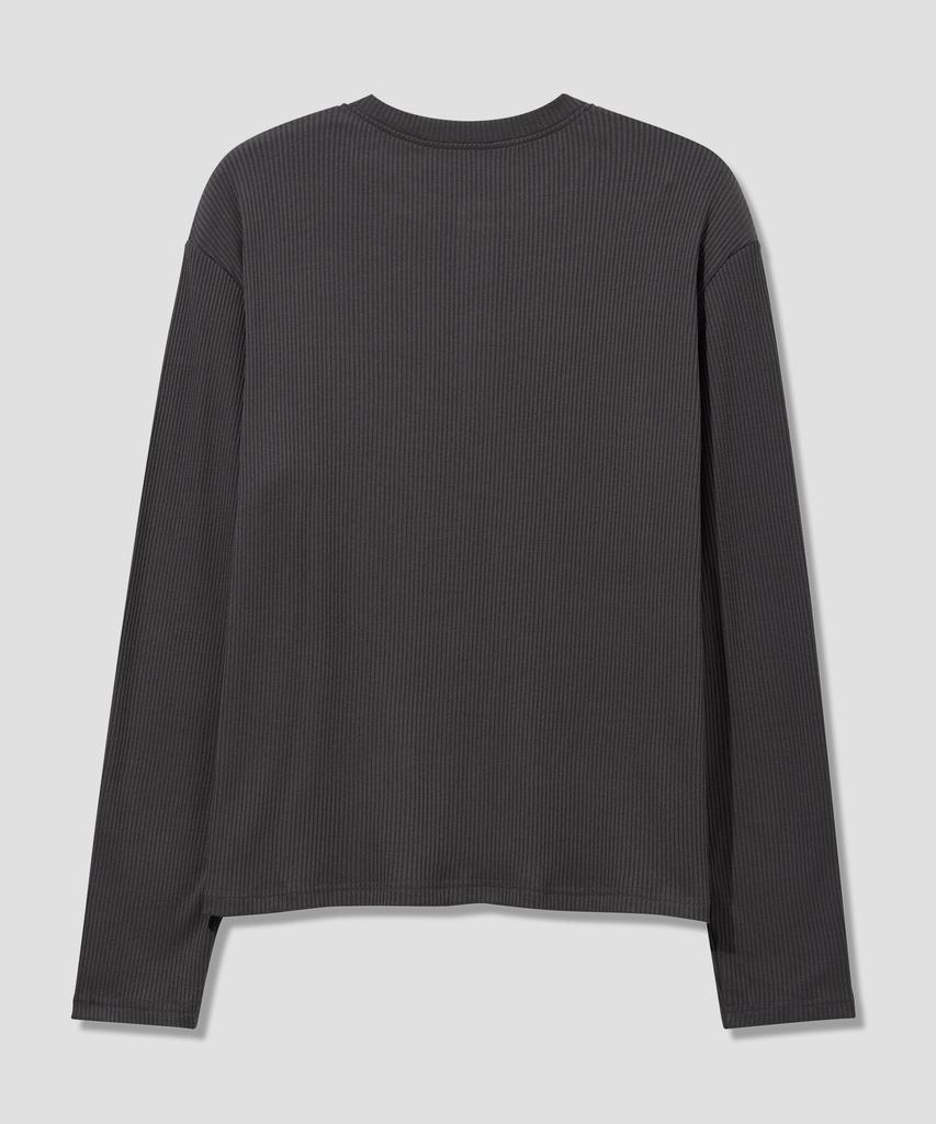 AGOD Soft Henley Neck Long Sleeve [Charcoal]
