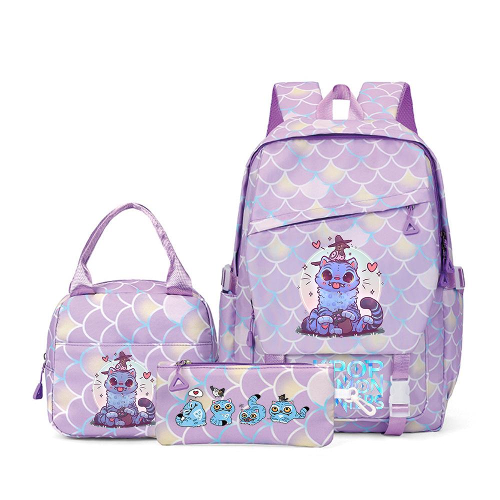 Witch Hunters Three-Piece Backpack Kpop Demon Unters Printed Backpack Lunch Bag