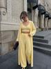 European and American style hot-selling new pure cotton sweater set: women's tank top + pants + long coat three-piece set