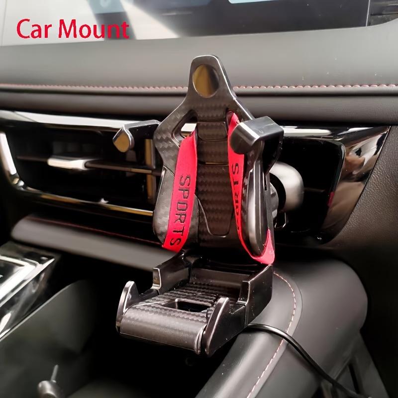 Black Racing Seat Design Car Phone Holder with Suction Cup for Smartphones Vehicle Mount Holder