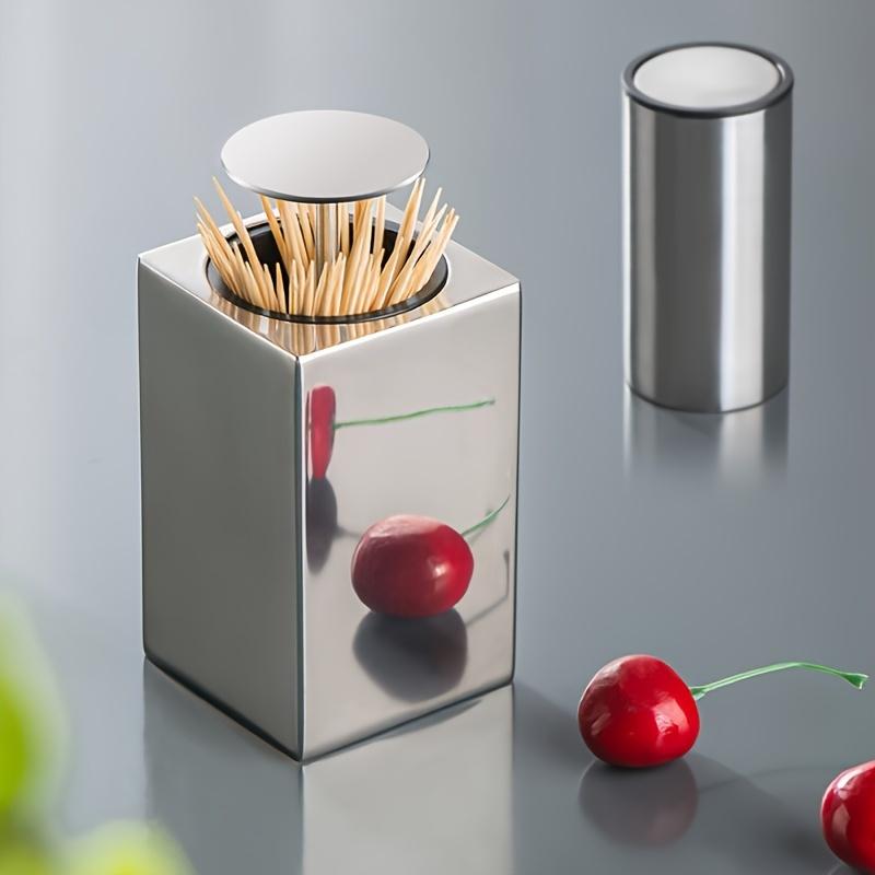 1 Stück Edelstahl-Zahnstocherhalter - Automatischer Pop-Up, Drück-zu-Öffnen Spender für Küche & Esszimmer