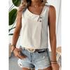 Ärmellose Gestreifte Schräger Halsausschnitt Damenbluse Neues Damen Casual Lockeres Oberteil Einfach Elegant Mode Süßes Büro-T-Shirt Streetwear Knöpfe Kleidung