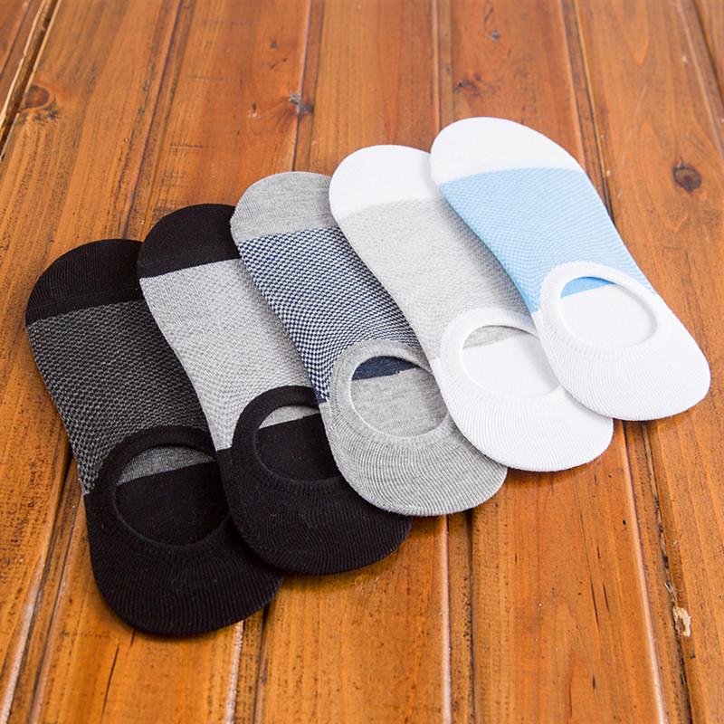 5 Paare Mode Bambusfaser Rutschfeste Silikon Unsichtbare Kompressionssocken Herren Knöchelsocke Atmungsaktiv Herren Meias Baumwolle Bootssocken