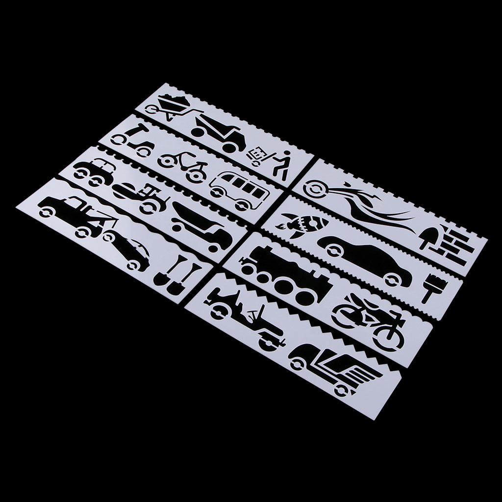 8 Style Journal Drawing Template Stencils Set Scrapbooking DIY Card Flowers